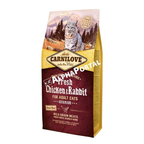 Carnilove Fresh Adult Cat Chicken & Rabbit Gourmand-  Csirke és Nyúl Hússal 6kg